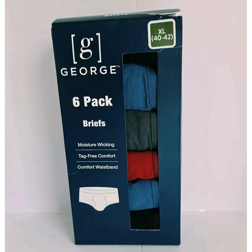 6-Pack GEORGE Men's Size XL (40-42) Briefs Moisture Wicking Underwear NEW